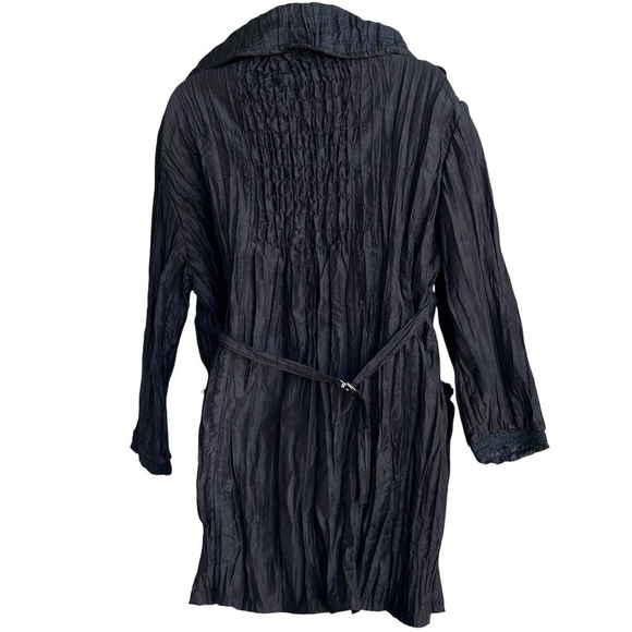 PRETTY ANGEL Whimsigoth Silk Jacket Size XL Crinkle Wired Collar & Pockets Black - Picture 2 of 3